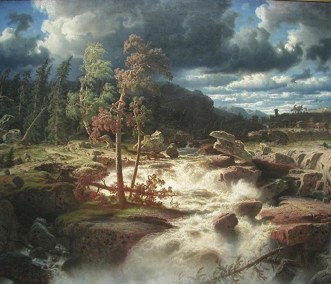 marcus larson Waterfall in Smaland oil painting picture